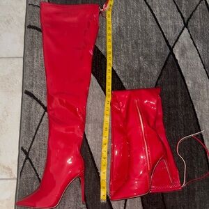Red shiny boots